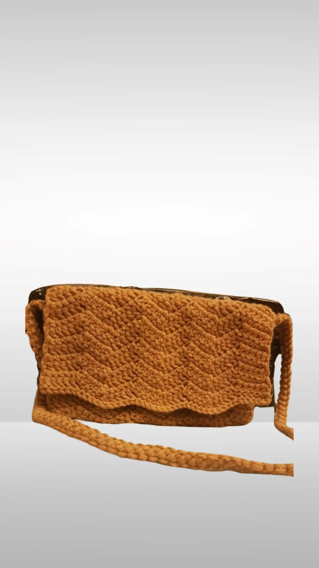 Orange Hand Knitted Crossbody Bag with Cover