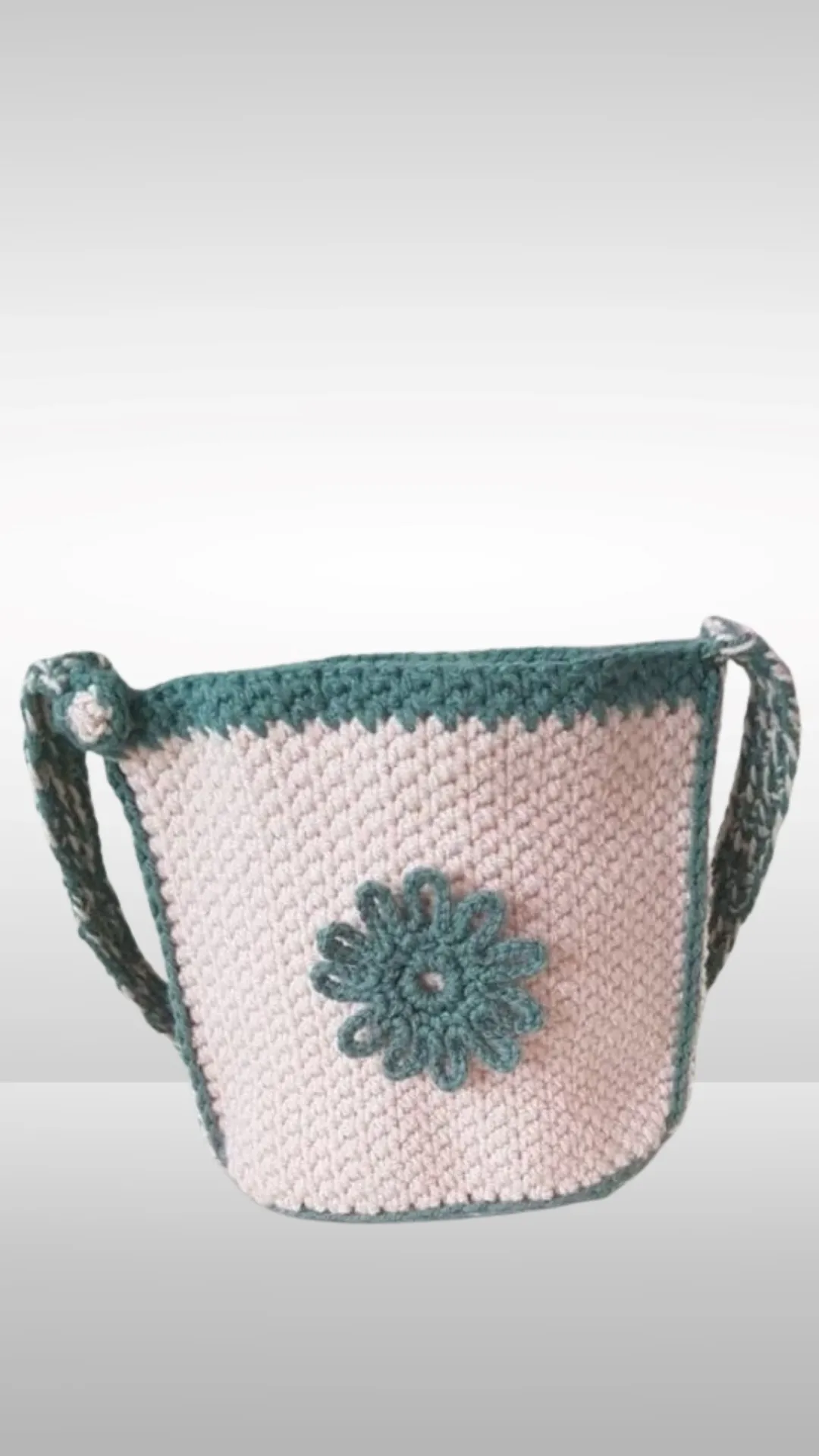 Hand Knitted Shoulder Bag with Flower Motifs
