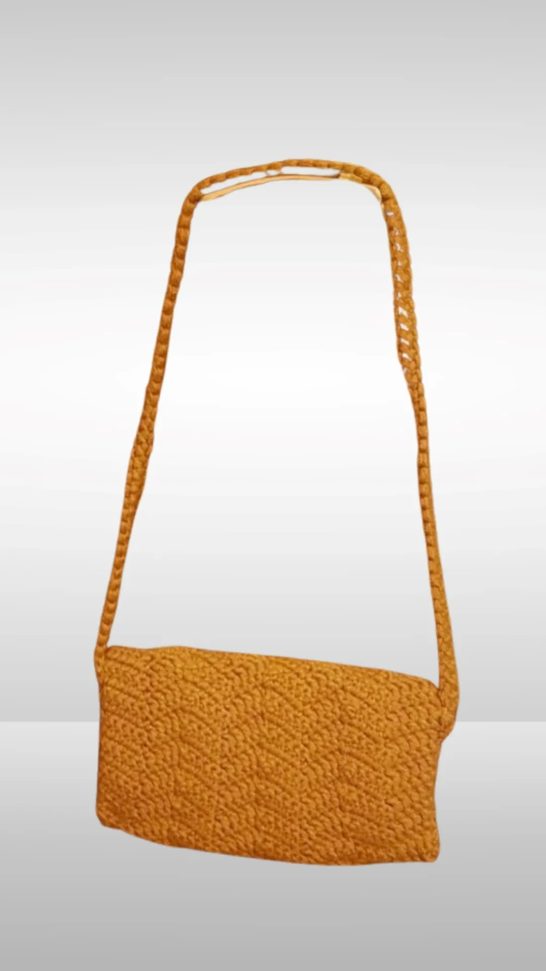 Orange Hand Knitted Crossbody Bag with Cover
