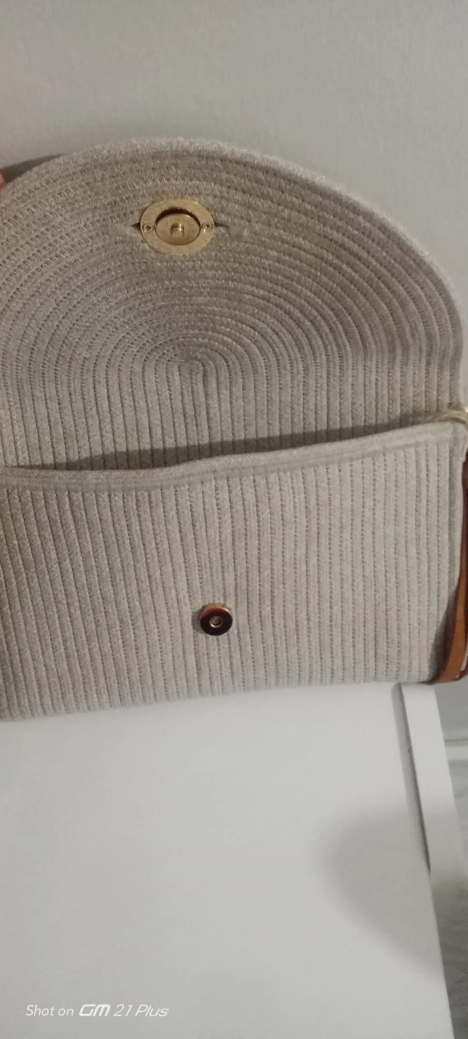 Beige Colored Brown Detailed Women's Clutch Bag
