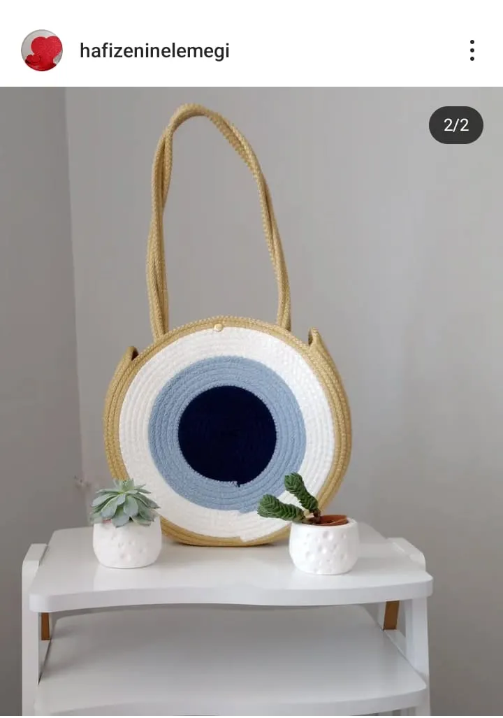 Makaron Evil Eye Patterned Lined Shoulder Bag – Round Shaped Handmade