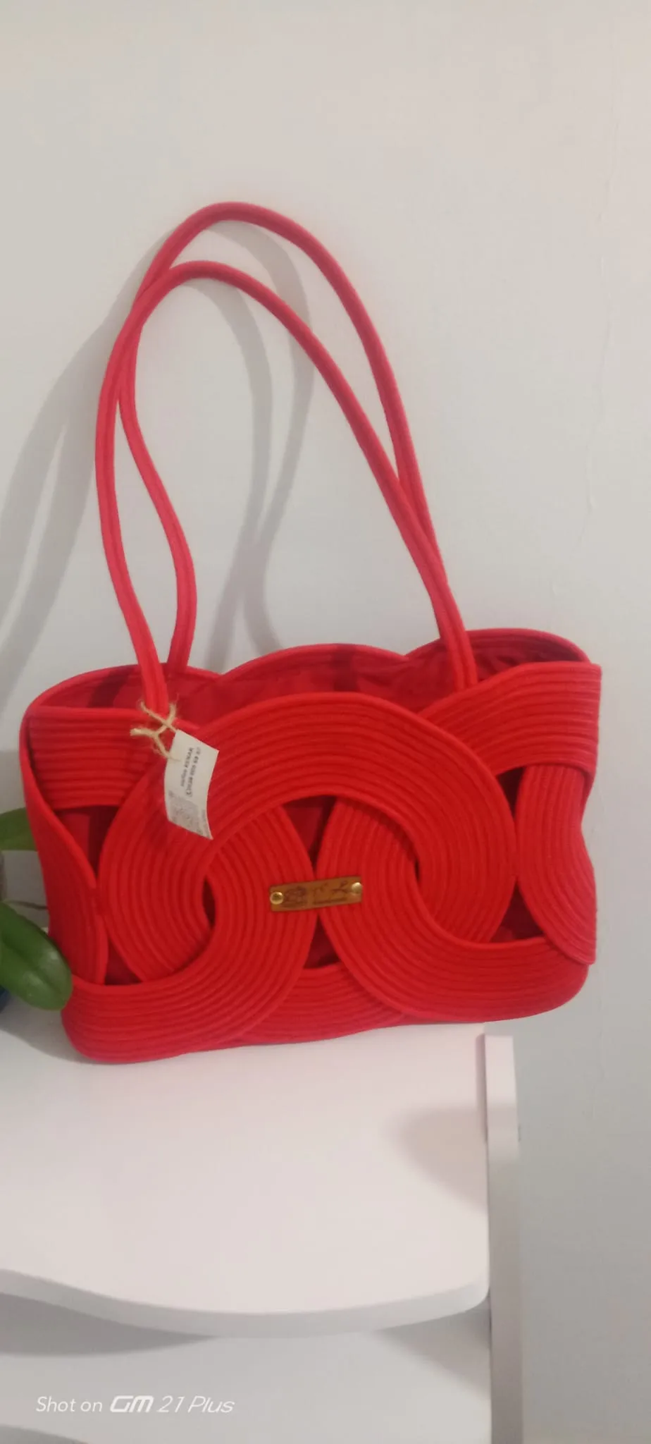 Handmade Knitted Design Red Women's Shoulder Bag