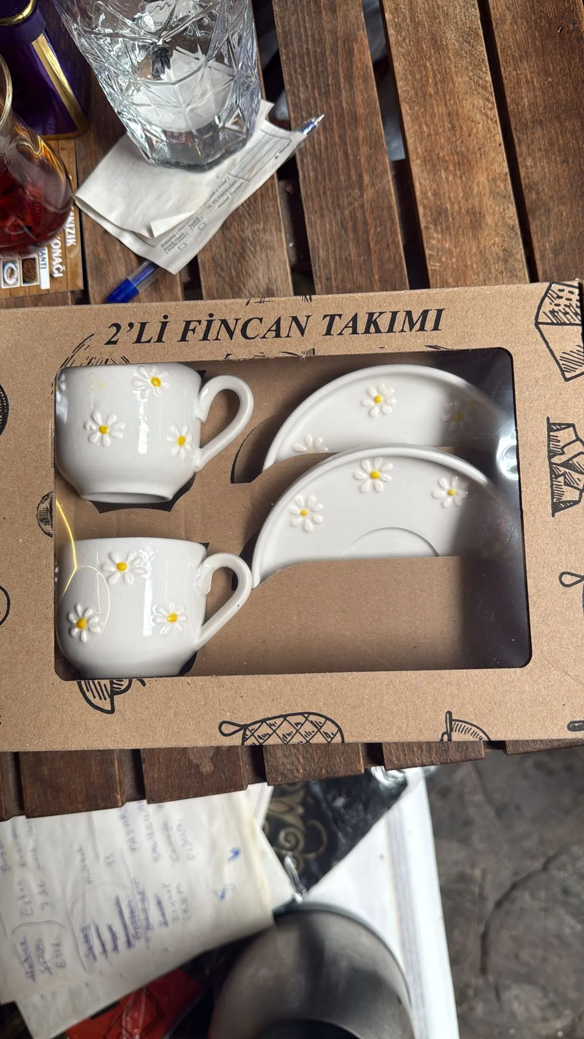 Papatya Desenli Seramik Fincan Takımı – 2’li Özel Set
