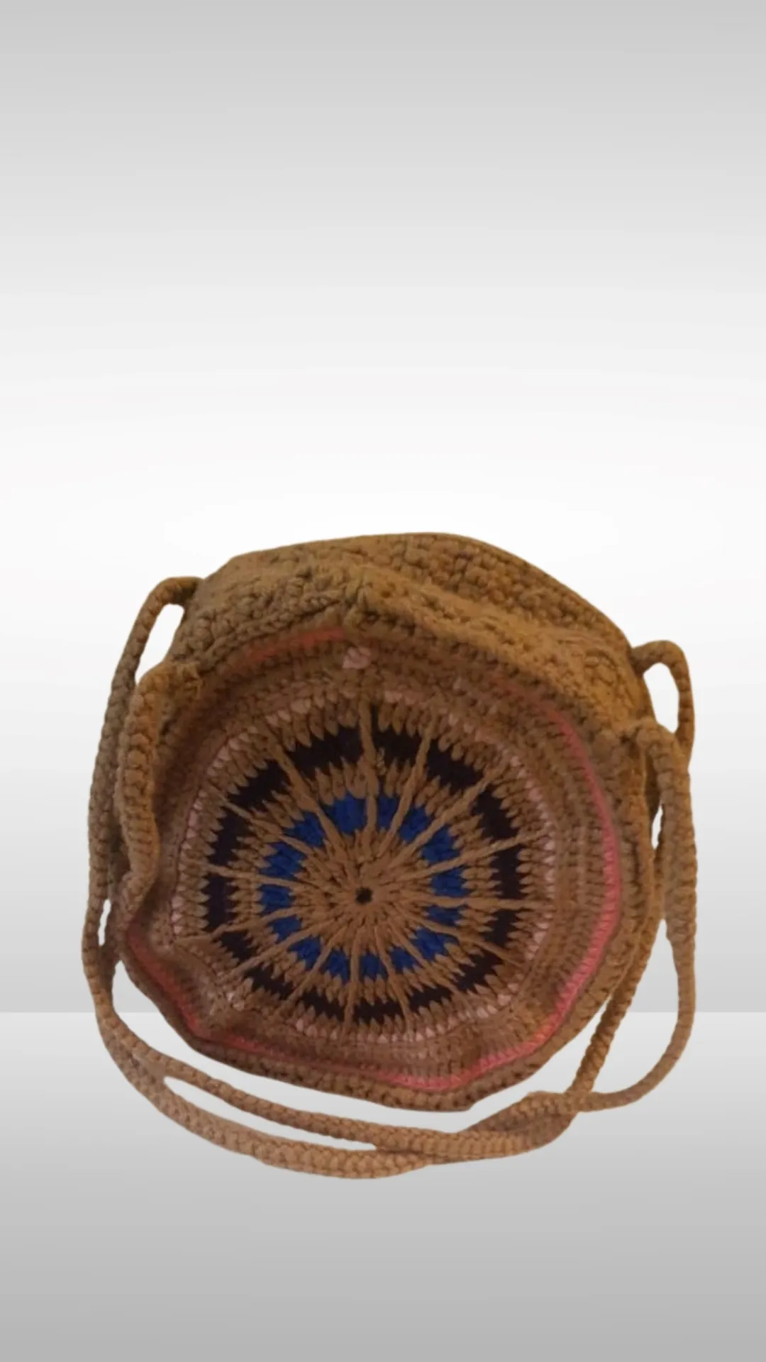 Colorful Patterned Round Knitted Bag