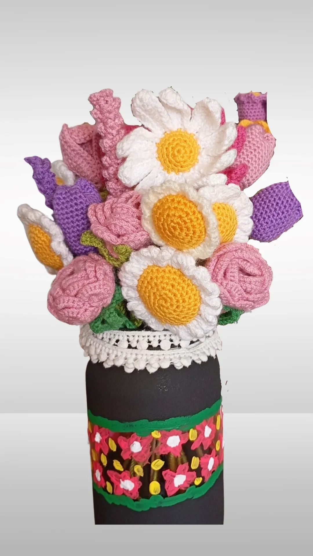 Hand Knitted Vase Flower Arrangement