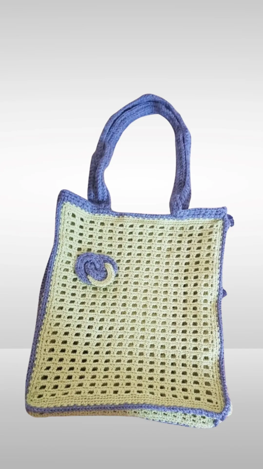 İki Renkli File Modeli El Örgüsü Çanta