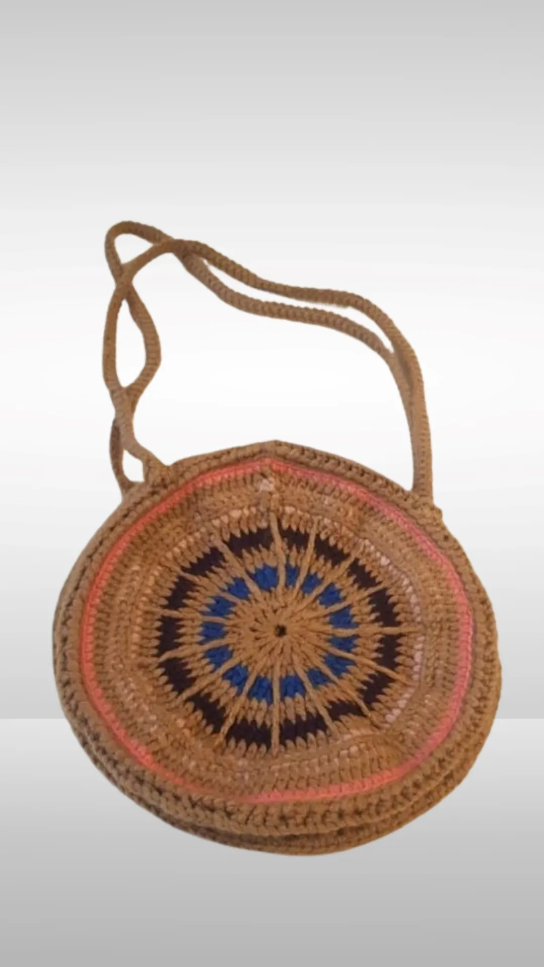 Colorful Patterned Round Knitted Bag