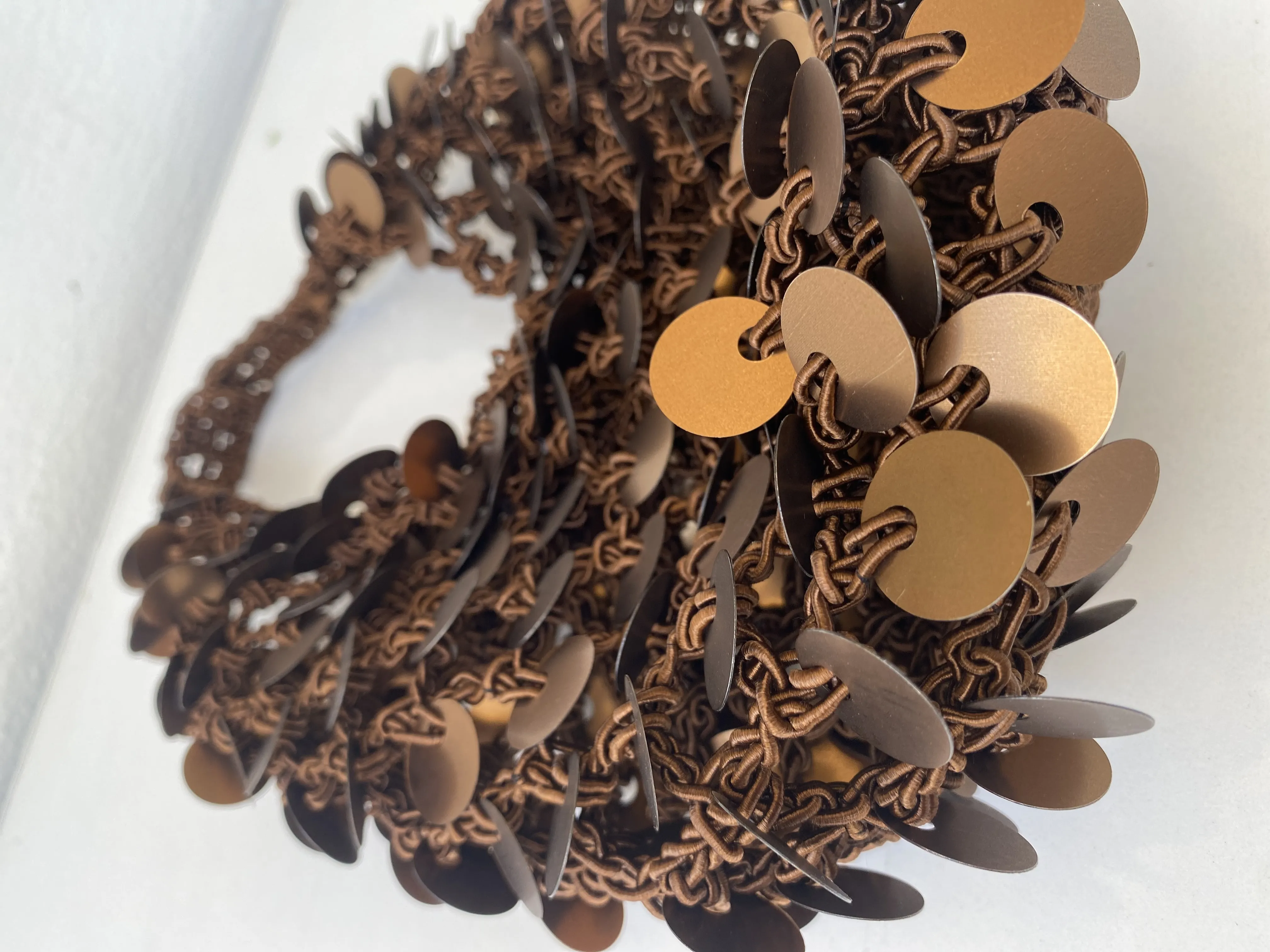 Brown clutch bag with matte beads