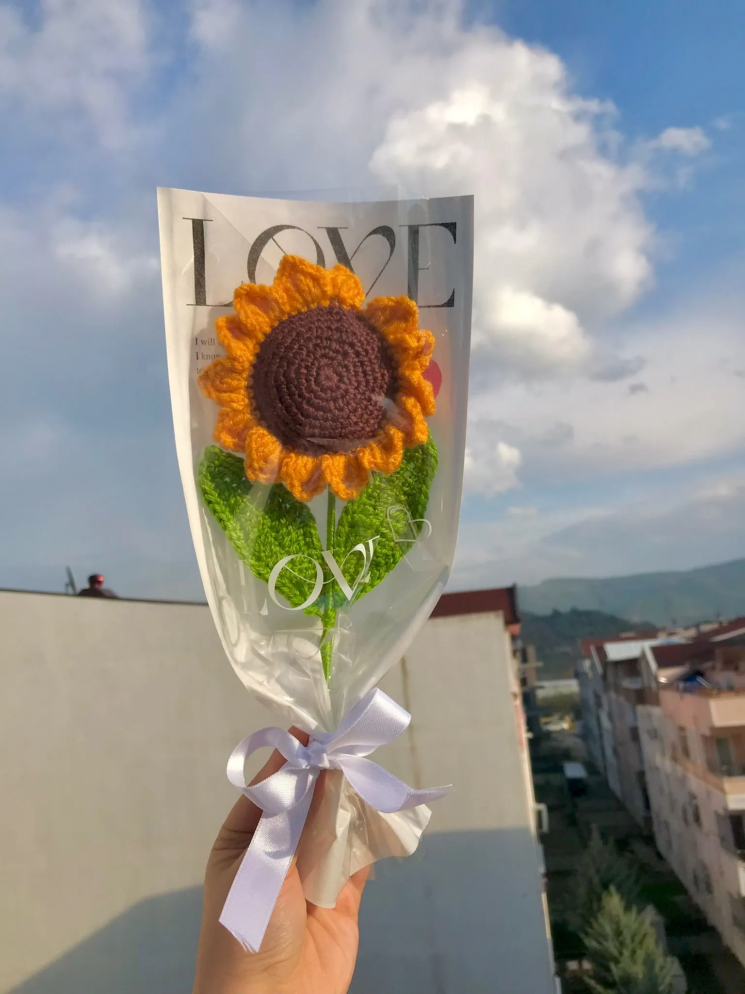 Örgü Ayçiçek Buketi
