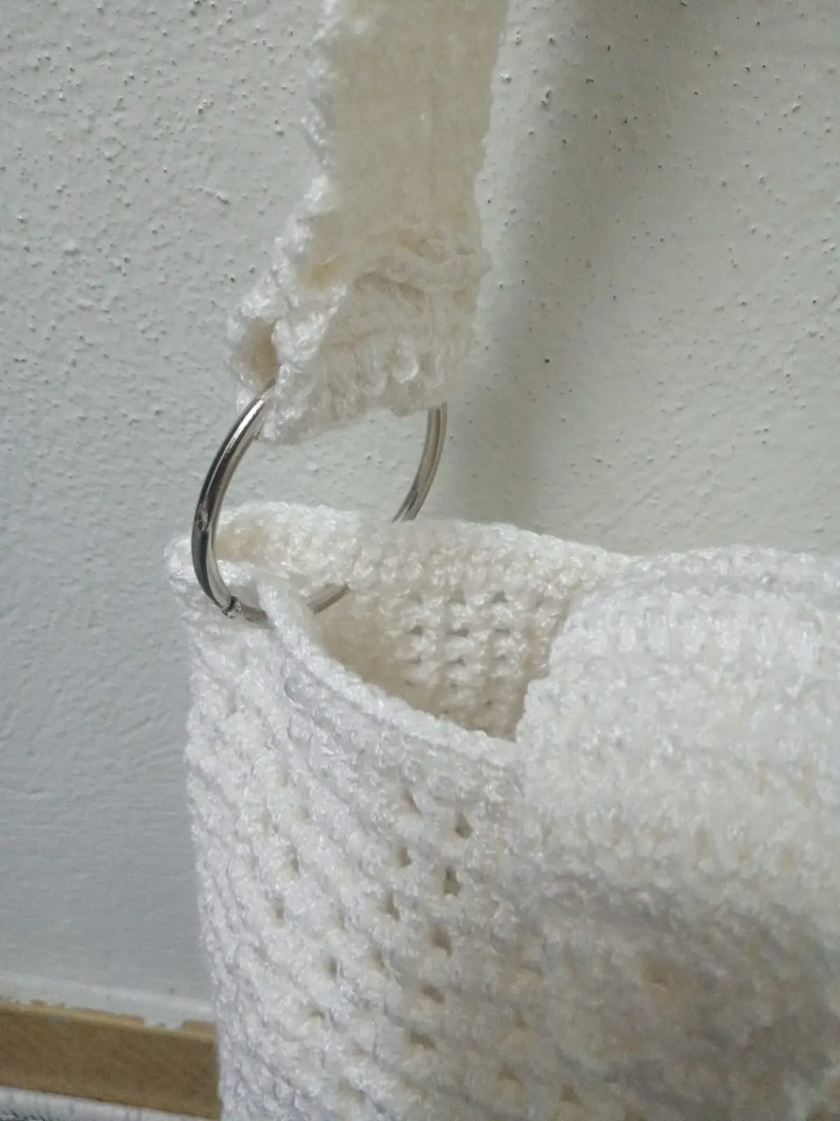 Hand Knitted White Round Bag – Summery, Handmade, Tasseled