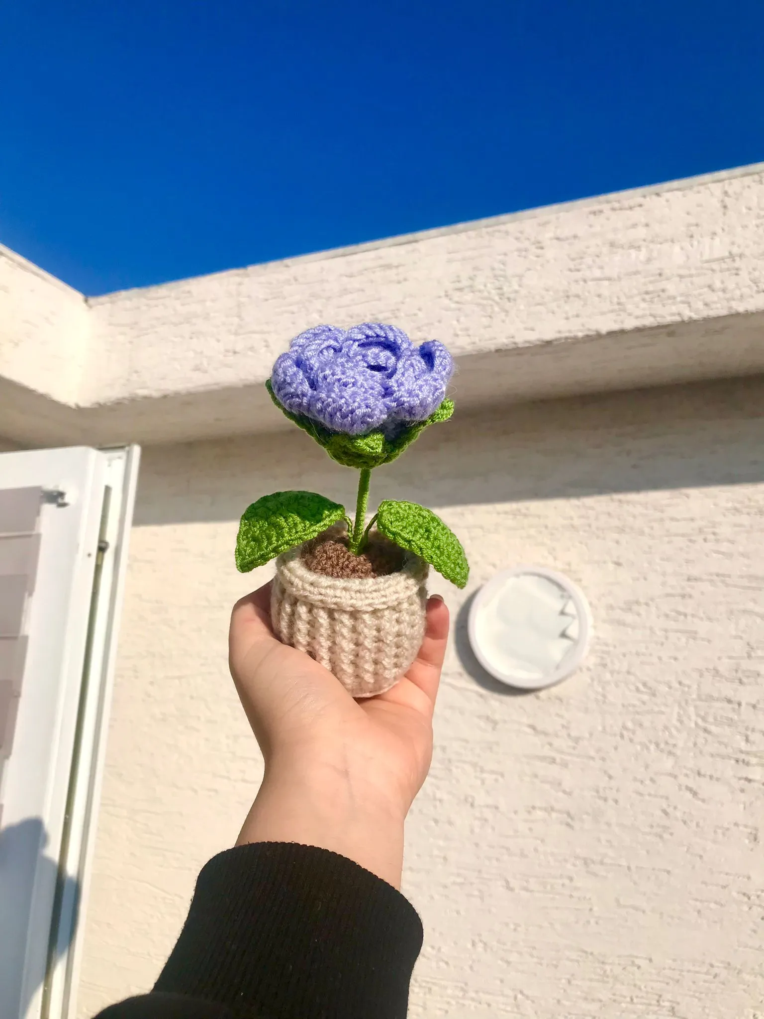 Knitted Purple Potted Rose