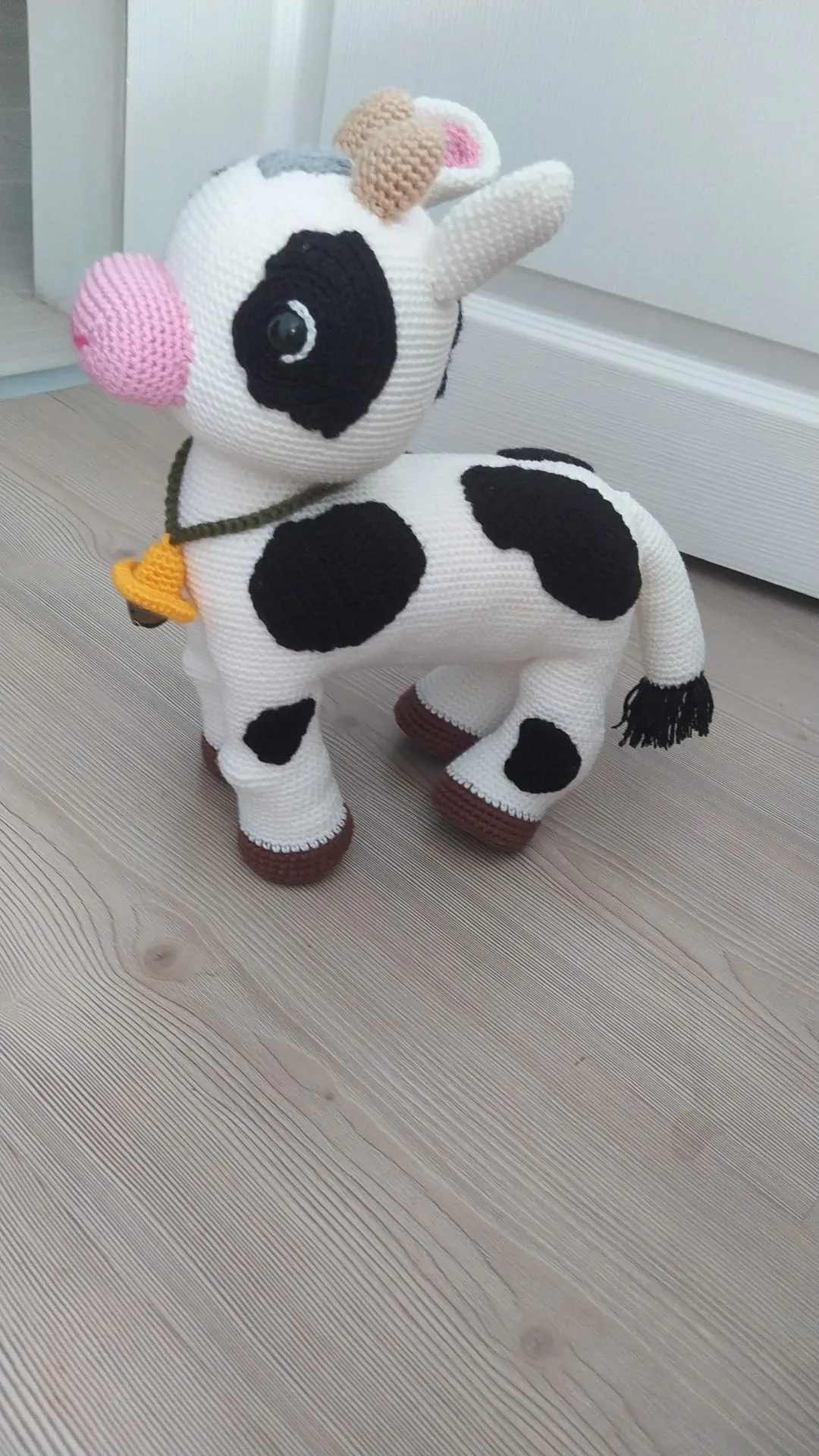 Handmade Amigurumi Black and White Toy Cow