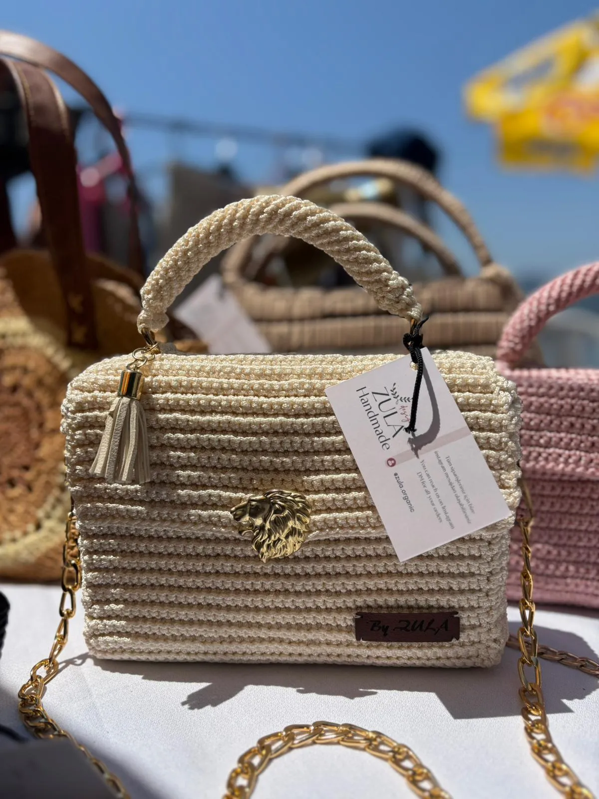 Canvas Handbag with Chain Strap