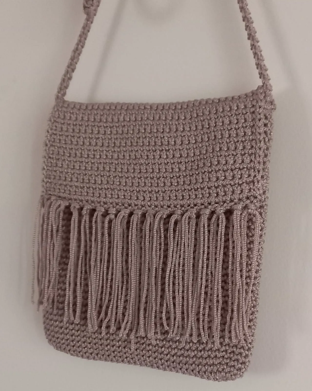 Handmade Bag Knitted from Macrame Rope, Lined and Pocketed Saddle Bag Model