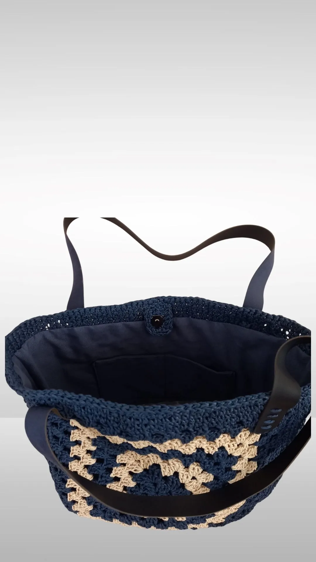Handmade Straw Bag with Leather Handle and Paper Rope