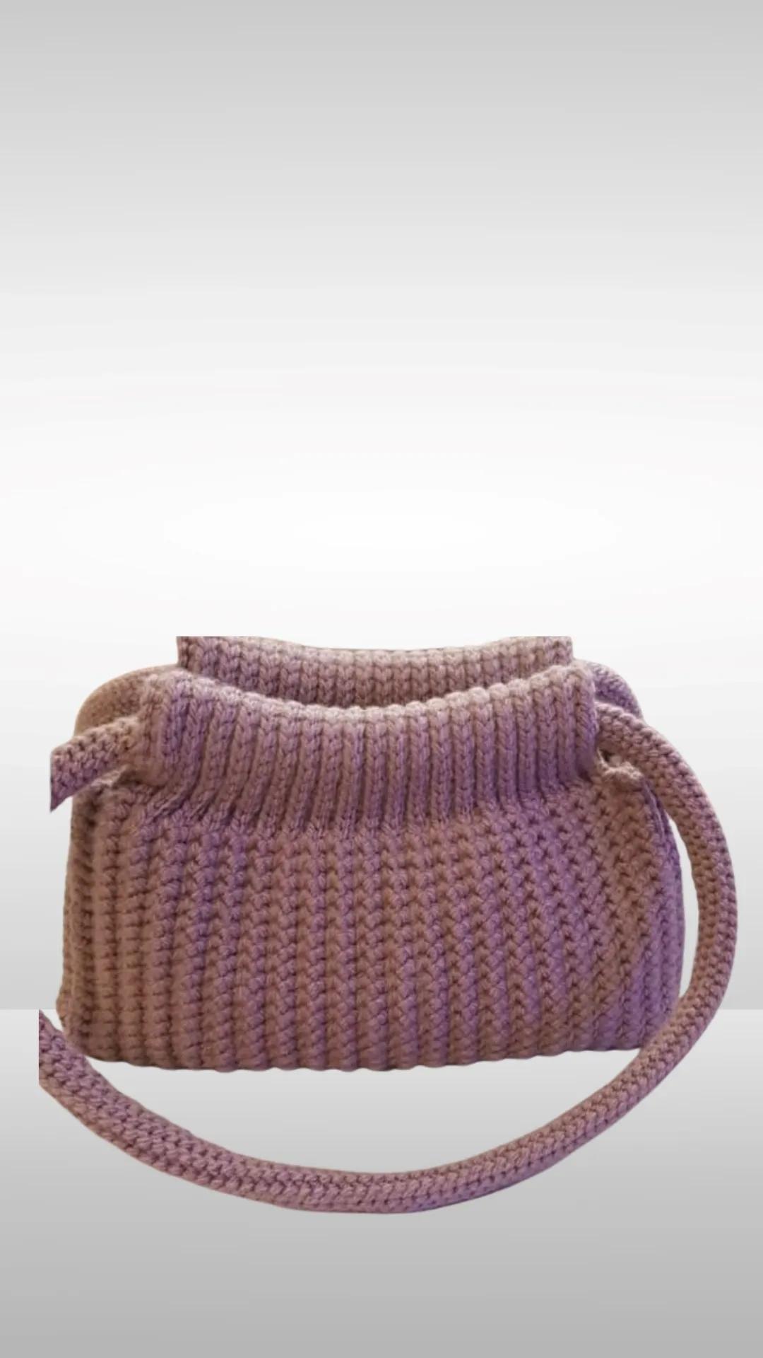 Hand Knitted Purple Bag with Flower Motifs