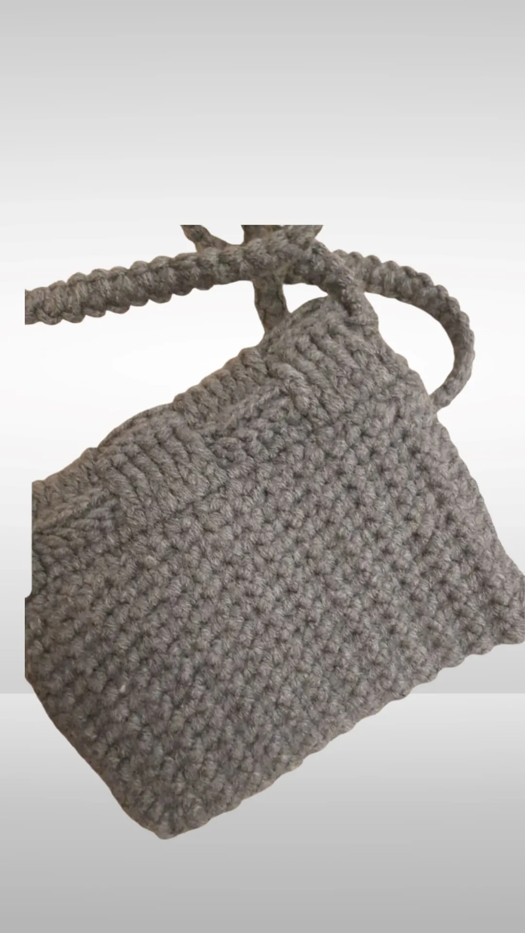 Grey Color Hand Knitted Magnetic Flap Shoulder Bag