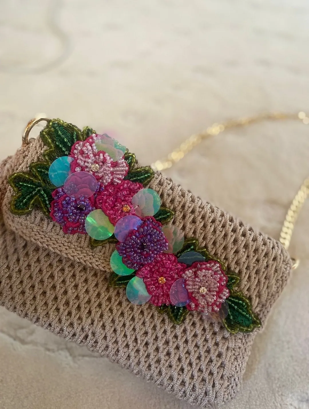 Embroidered Colorful Macrame Bag