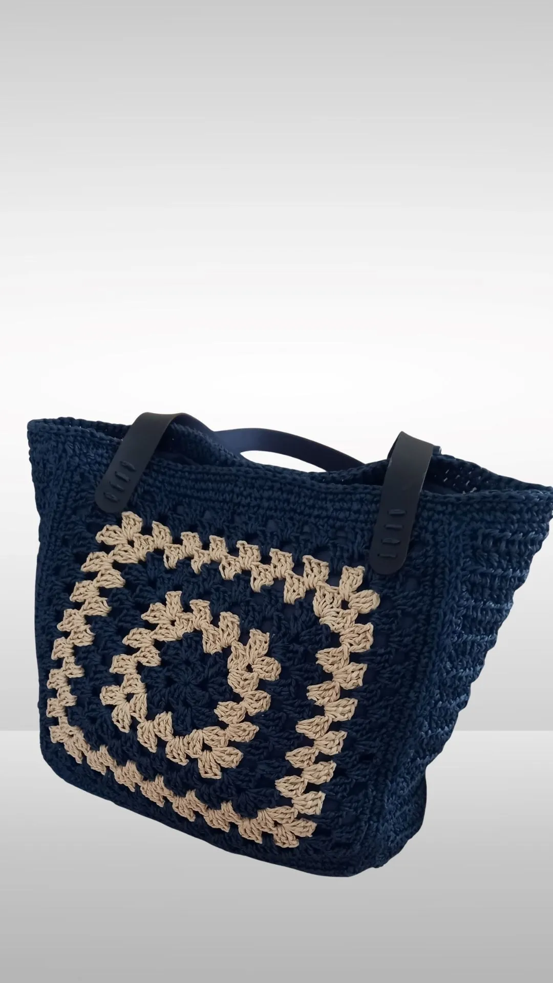 Deri Saplı Kağıt İple Örülmüş El Yapımı Hasır Çanta