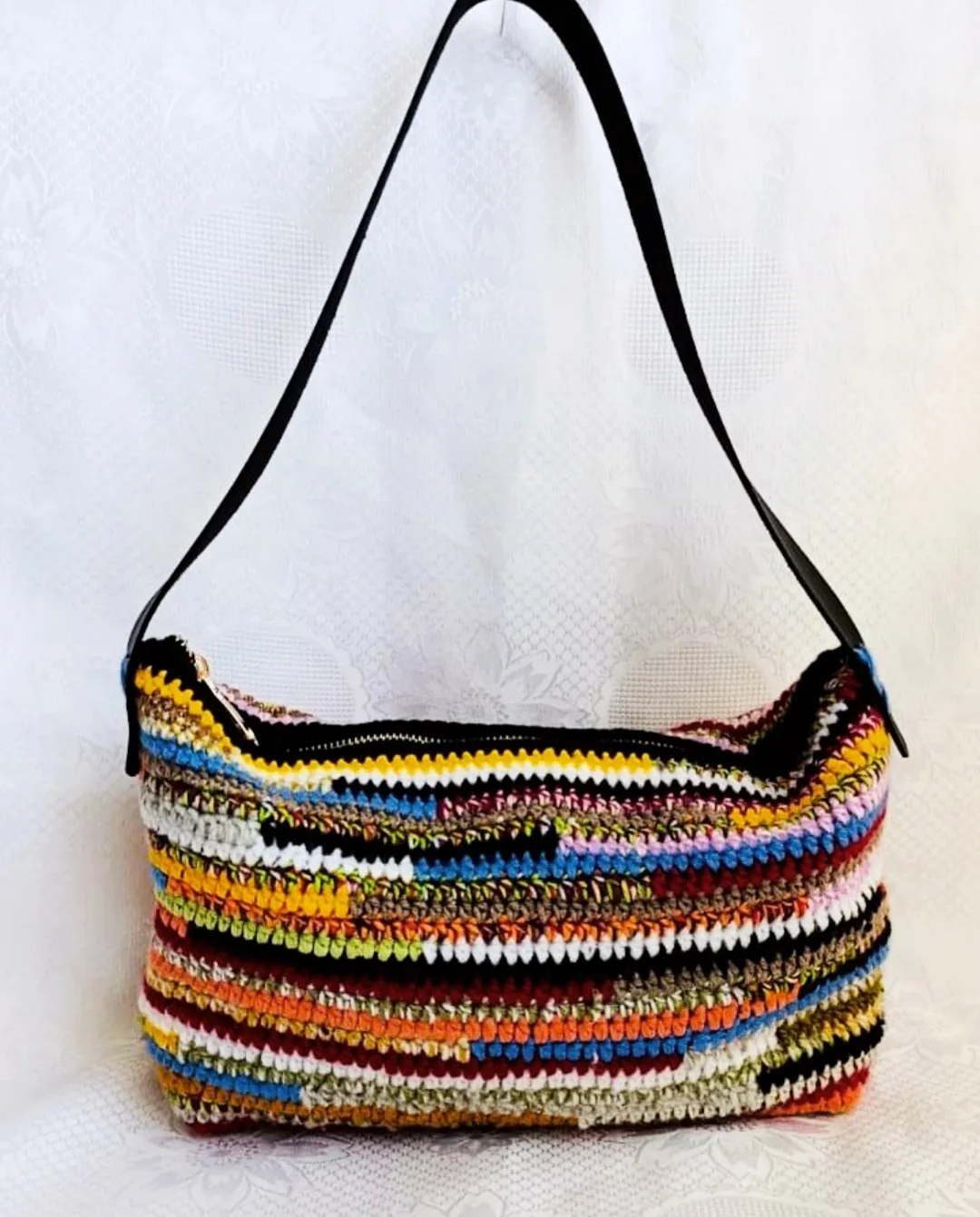 🧶 Hand Knitted Colorful Shoulder Bag