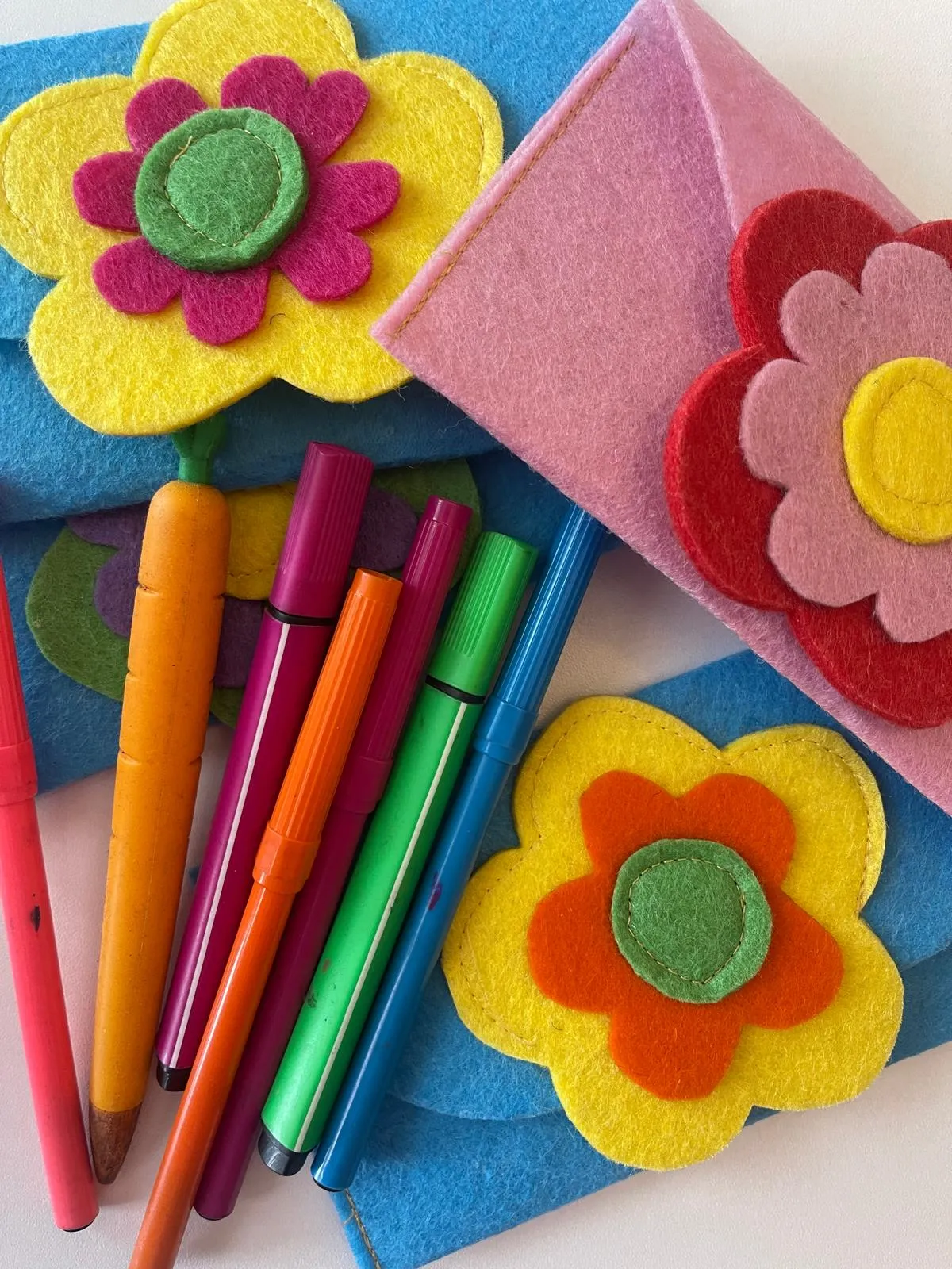 Multi-Purpose Felt Wallet with Floral Design