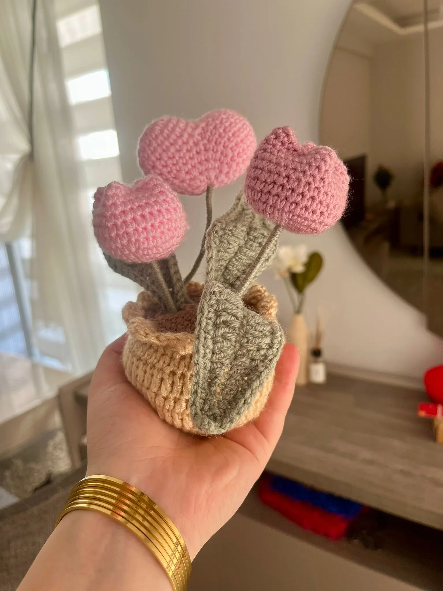 Kalpli  Pembe Papatya Saksı