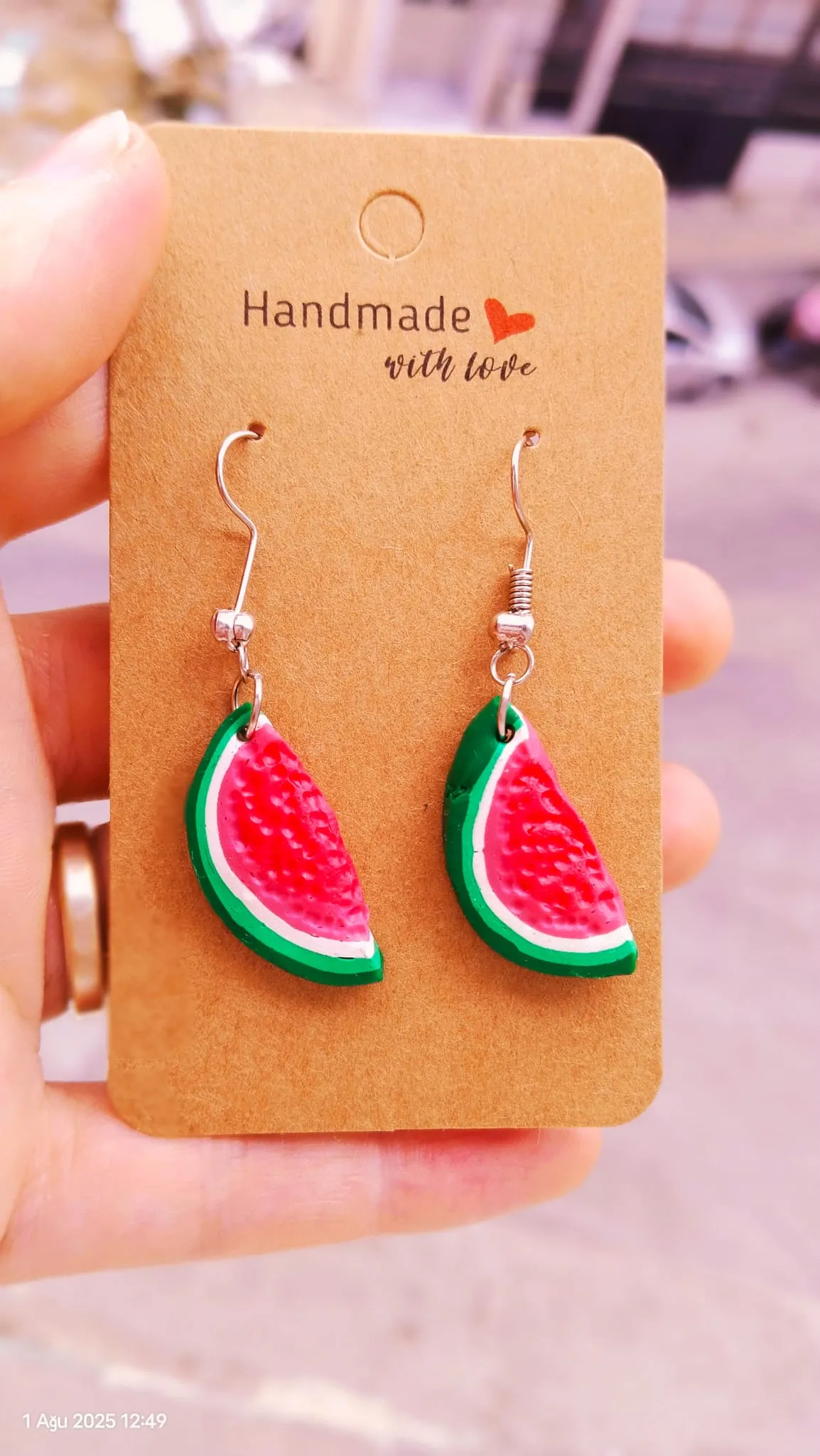 WATERMELON EARRINGS STAINLESS STEEL APPARATUS (POLYMER CLAY)