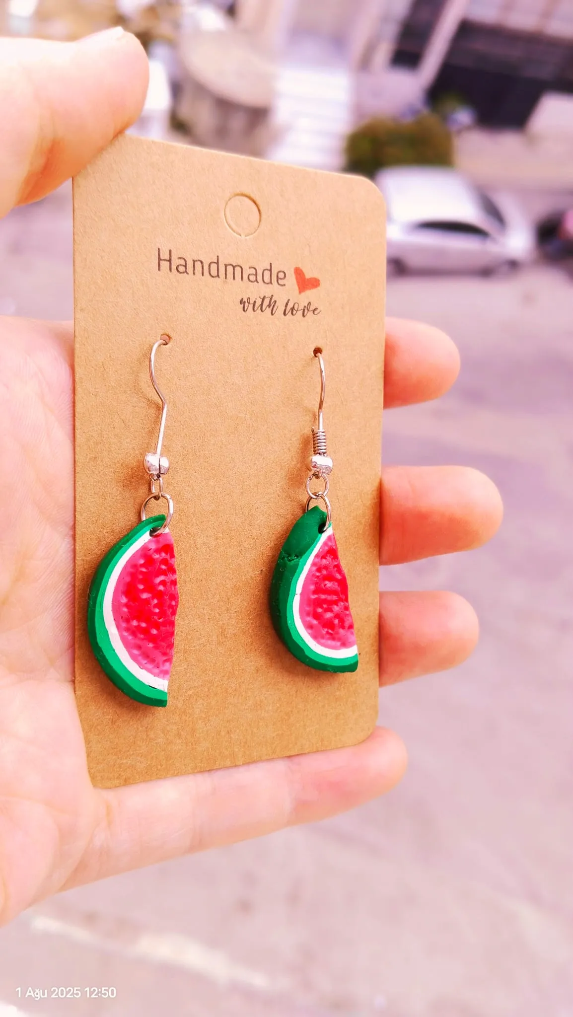 WATERMELON EARRINGS STAINLESS STEEL APPARATUS (POLYMER CLAY)