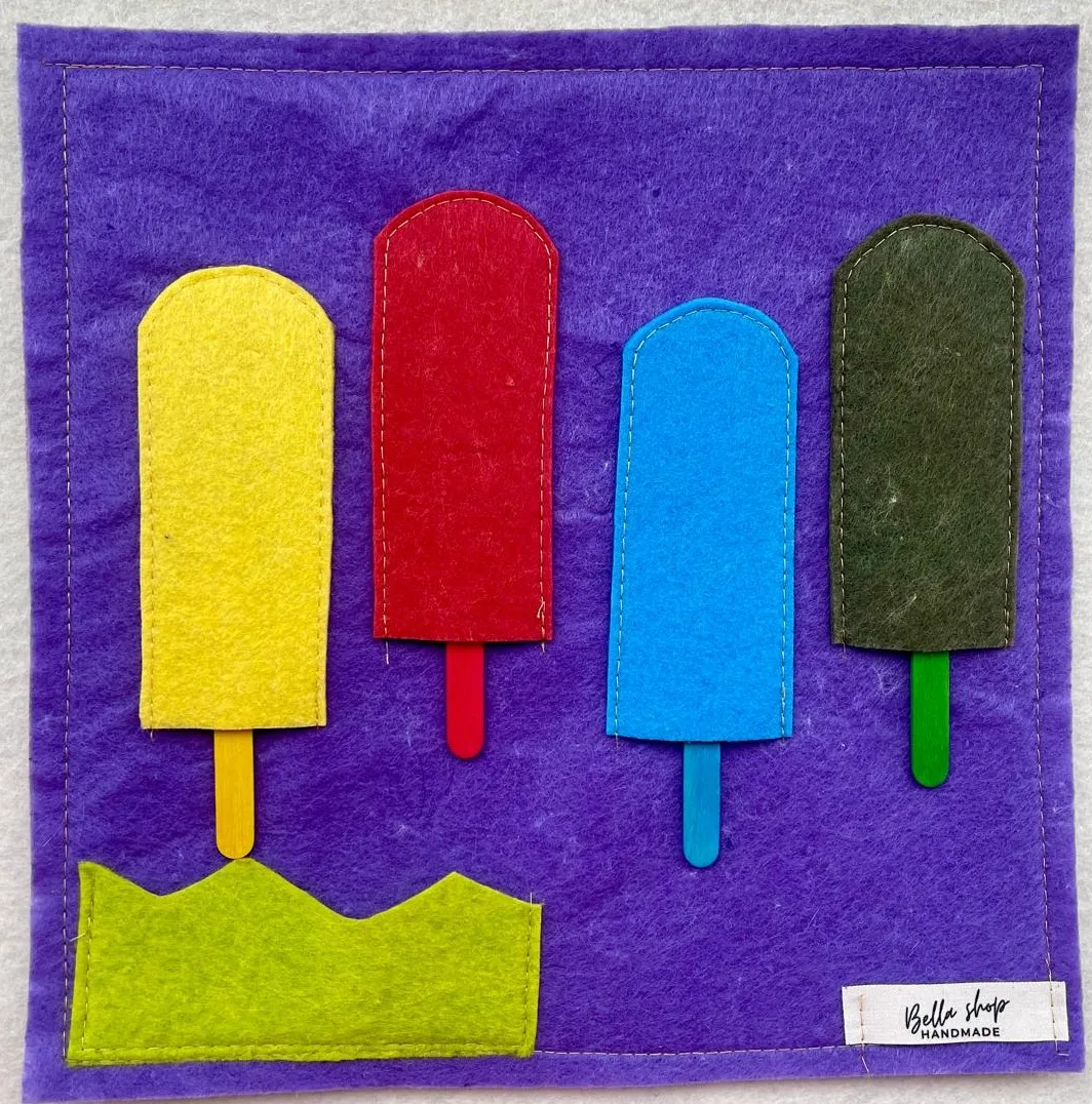 Dondurma Temalı Renk Eşleştirme Keçe Eğitim Oyunu