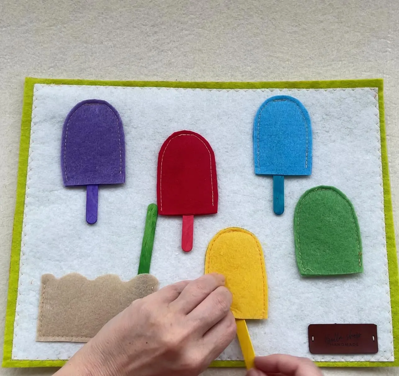 Ice Cream Themed Felt Color Matching Educational Game