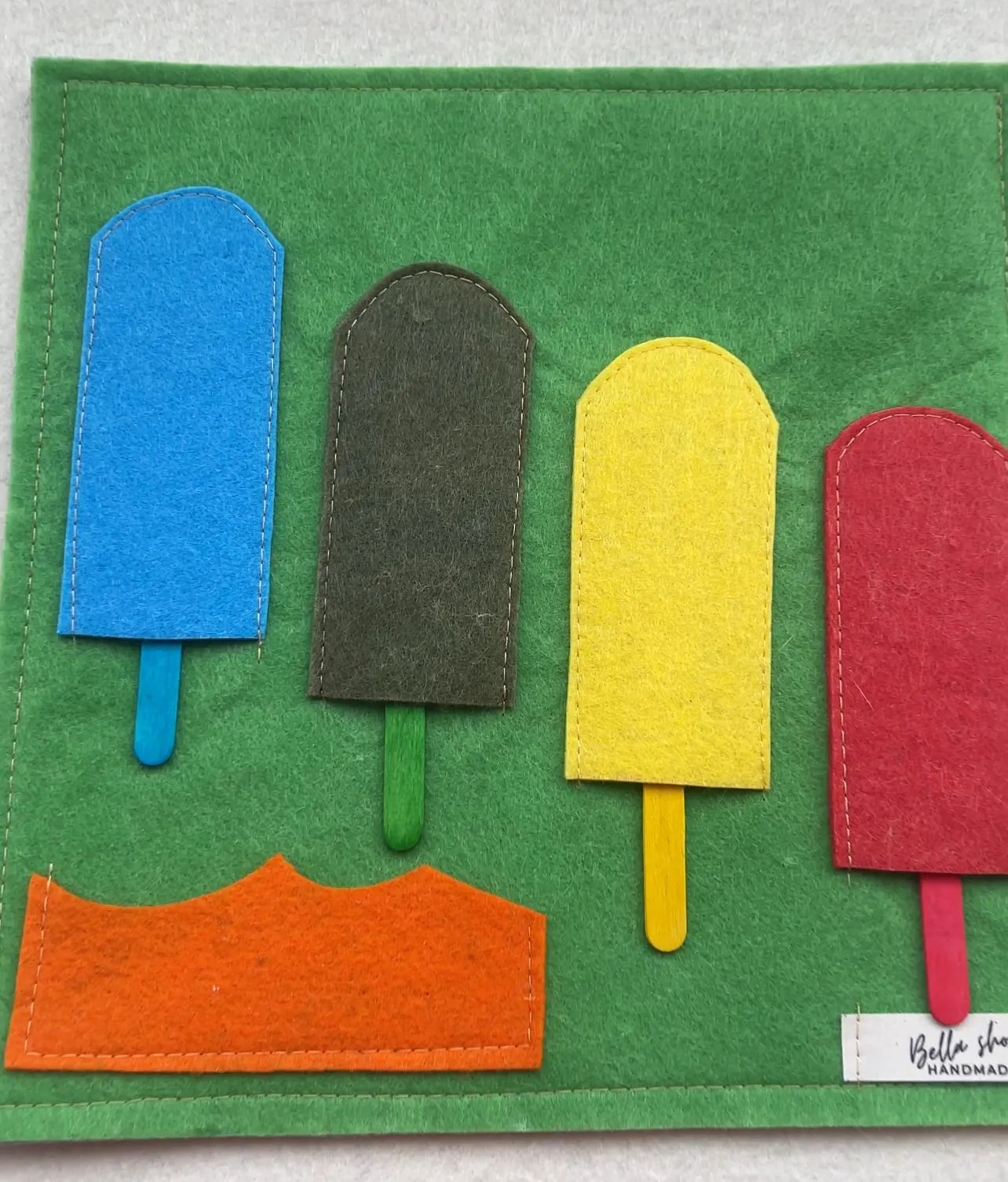 Ice Cream Themed Green Color Matching Felt Educational Game