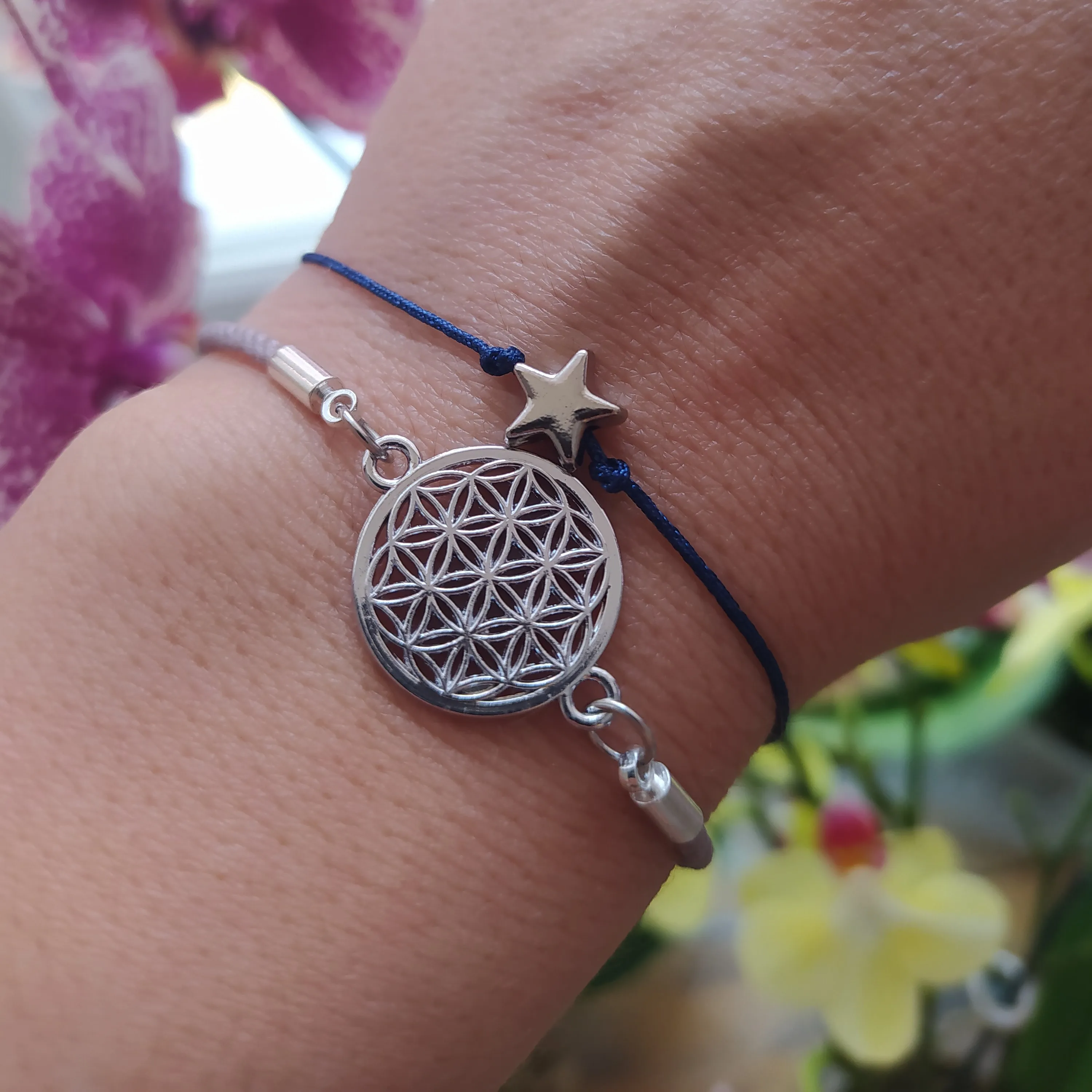 Flower of Life and Star Double Bracelet