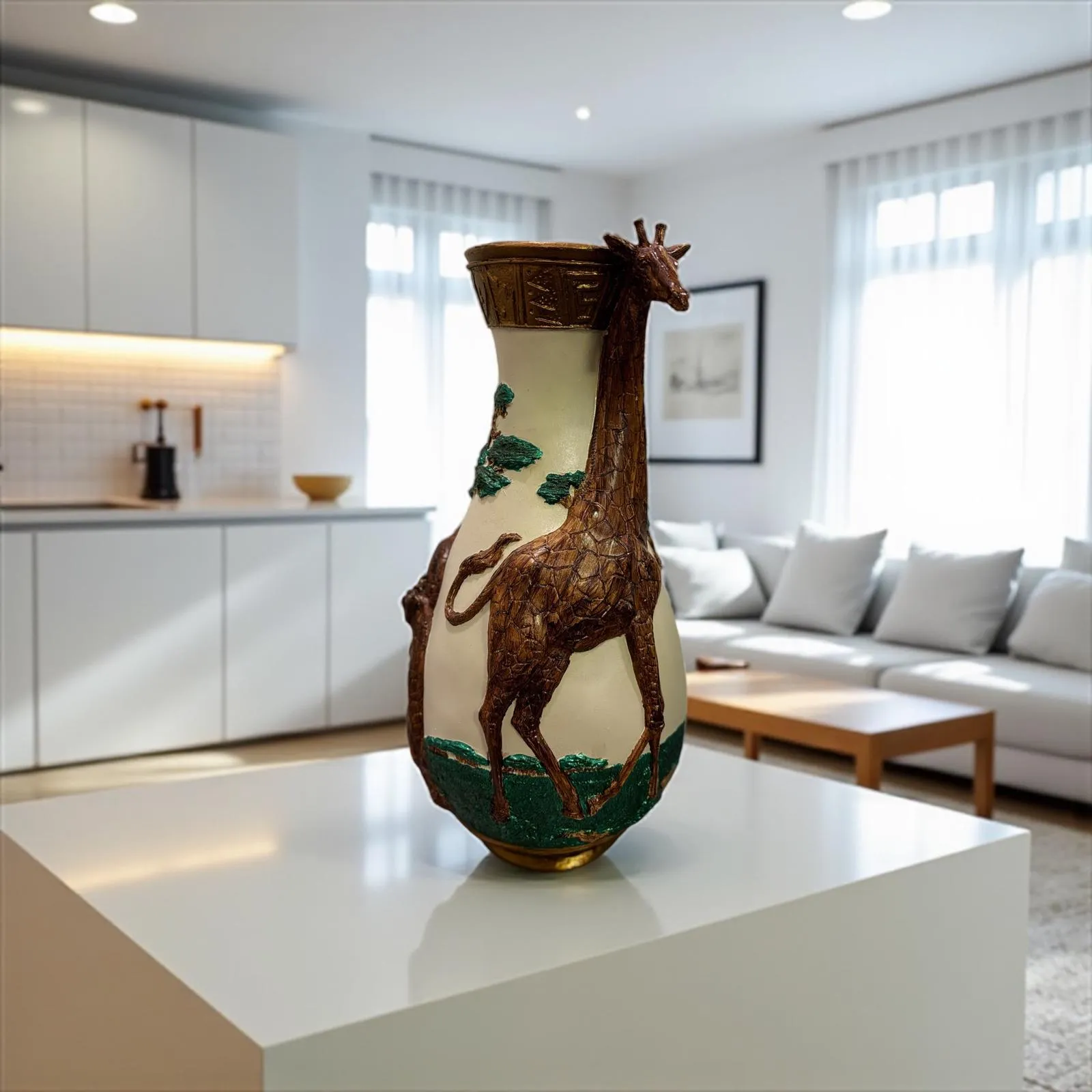 Handmade Giraffe Ceramic Vase – 3D Animal Figure Decor