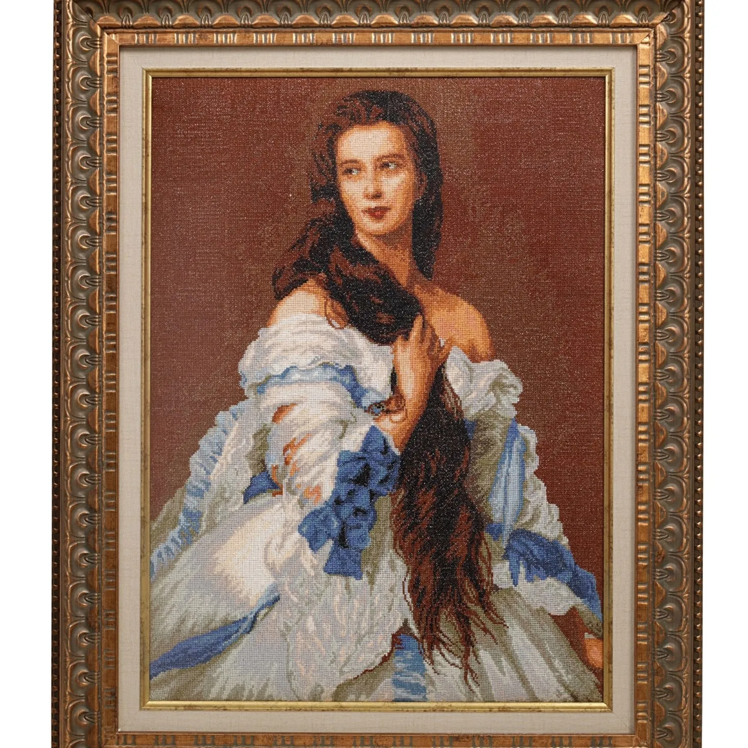 El Yapımı Kanaviçe Tablo – Viktoryen Kadın Portresi