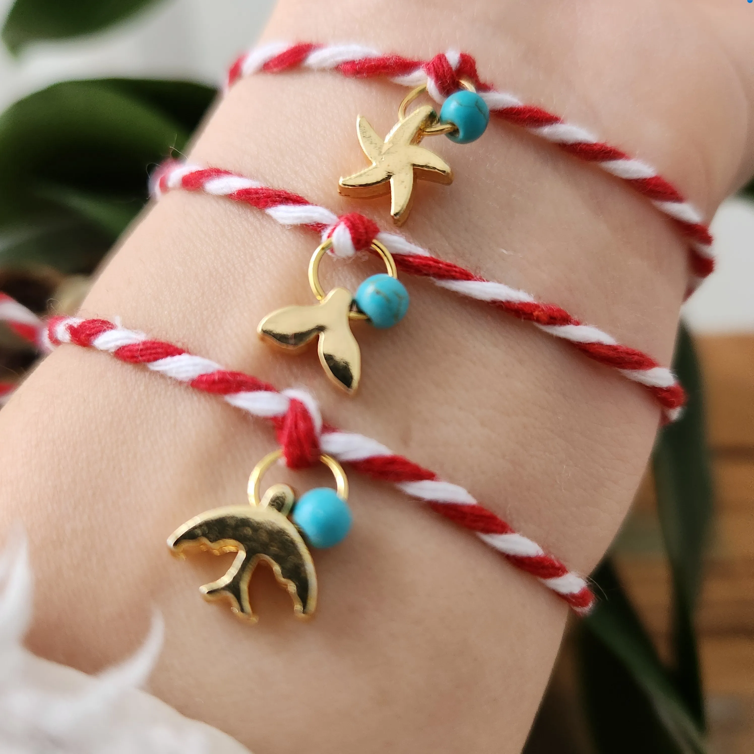 Martenitsa 3-Piece Combination, Gold Figured Martenitsa Wish Bracelet, Gift Bracelet