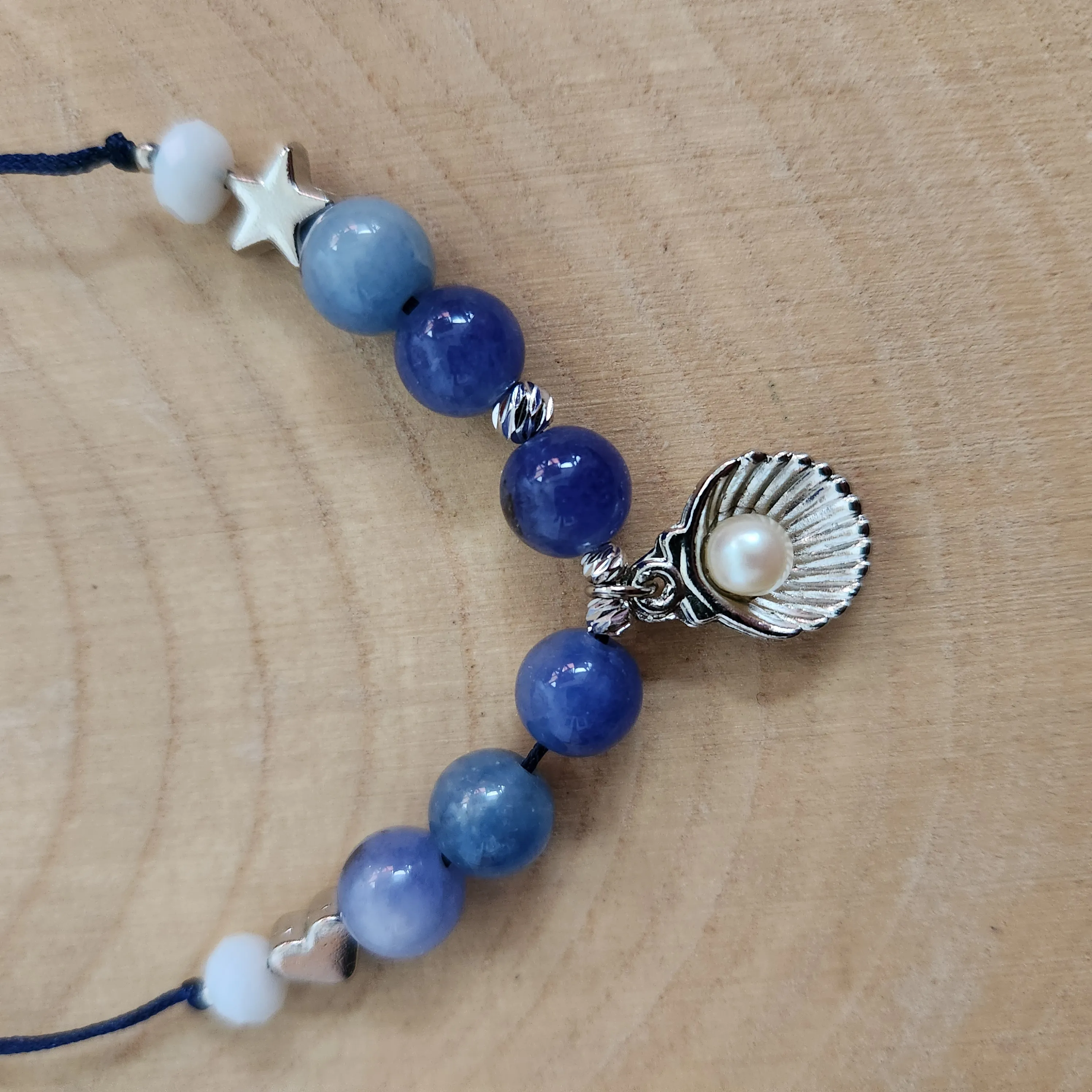 Blue Agate Anklet, Mussel Anklet, Pearl Birthday Gift Anklet