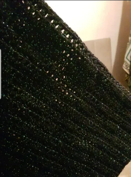Glittery Black Handmade Knitted Shoulder Bag – Lined, 37×37 cm