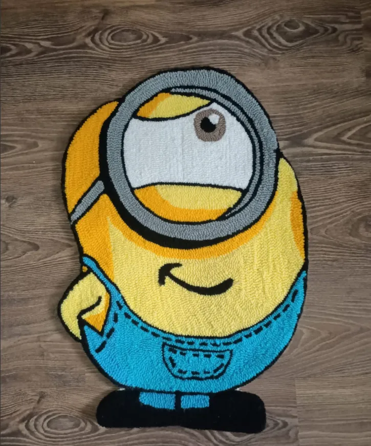 Loop Tufting Tekniğiyle Hazırlanmış Karakter Halısı – 70×50 cm, El Yapımı