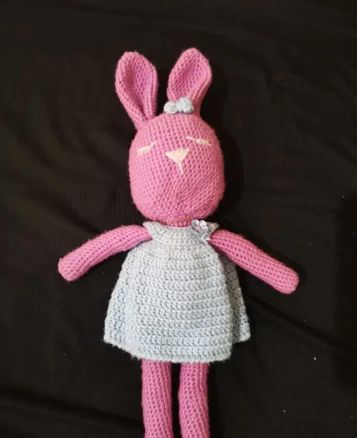 El Yapımı Tığ İşi Amigurumi Tavşan | Lavanta Elbiseli Örgü Oyuncak Bebek