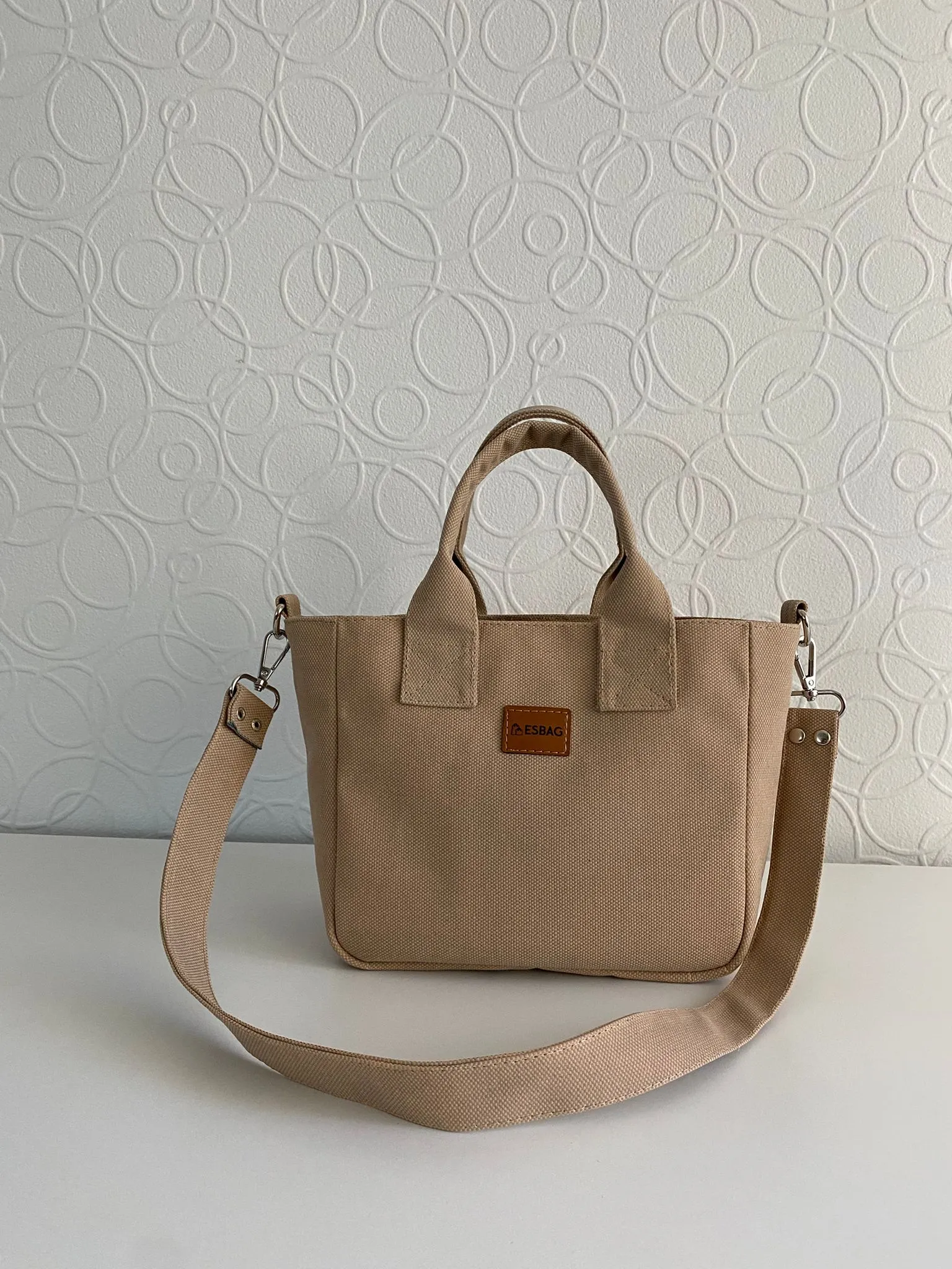 Bej Mumlu Kanvas Minibag Çanta