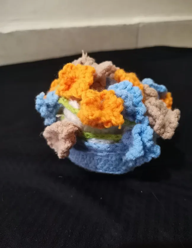 İkili El Yapımı Tığ İşi Çiçekli Bardak Altlığı | Katlanabilir Dekoratif Süs