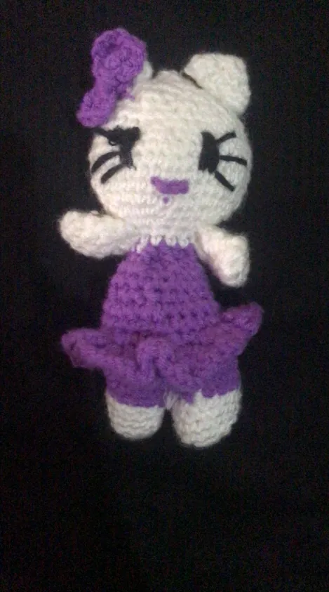 El Yapımı Amigurumi Mor Elbiseli Kedi Oyuncak | Tığ İşi Sevimli Kedi Bebek