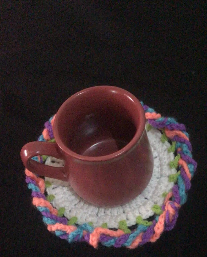 El Yapımı Renkli Burgu Kenarlı Tığ İşi Bardak Altlığı | Örgü Yuvarlak Coaster