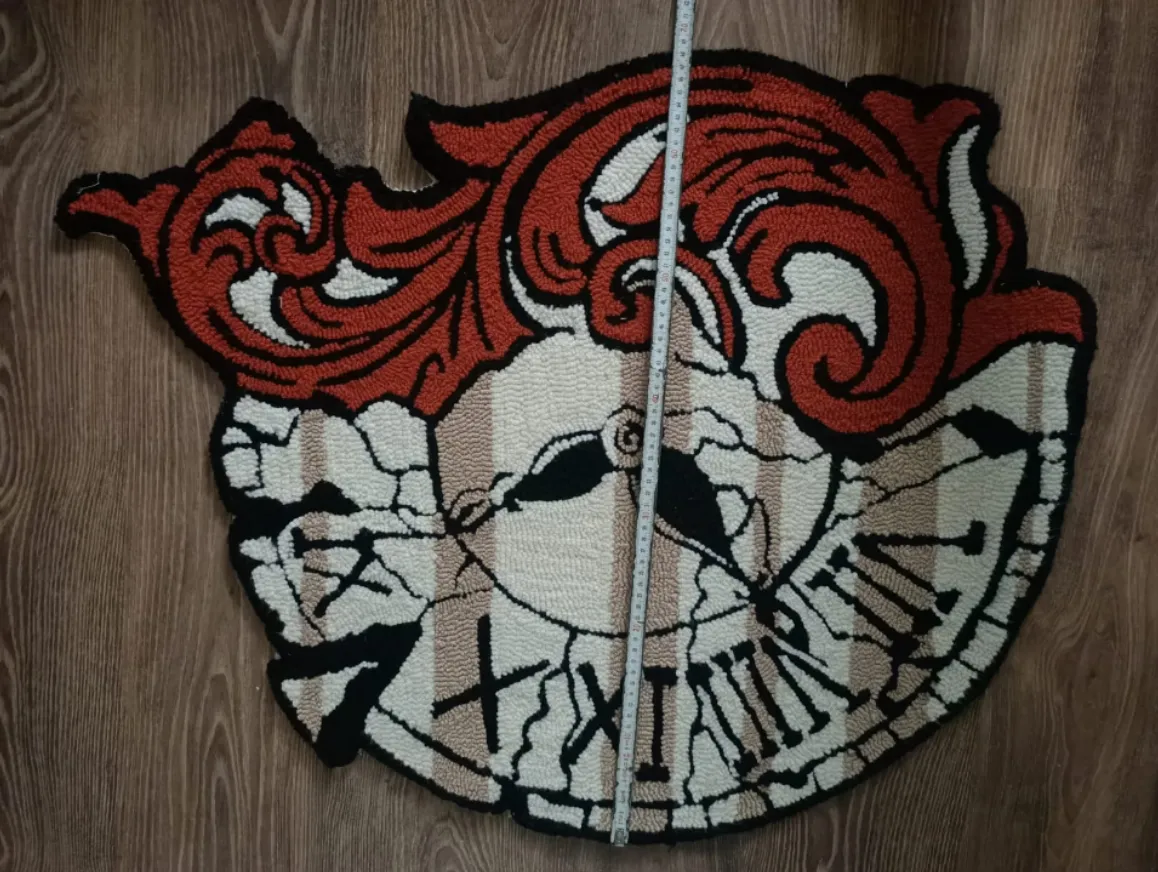 Handmade Baroque Clock Themed Carpet | Decorative Floor Rug
