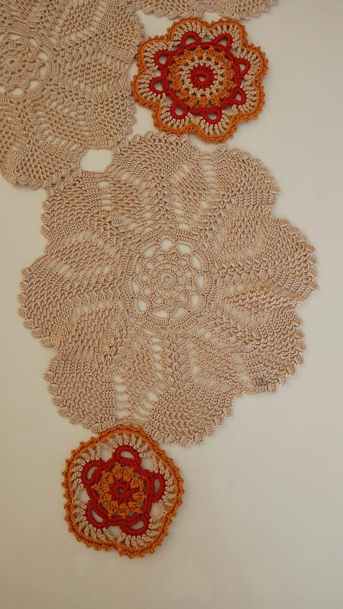 Hand Knitted Floral Patterned Table Runner