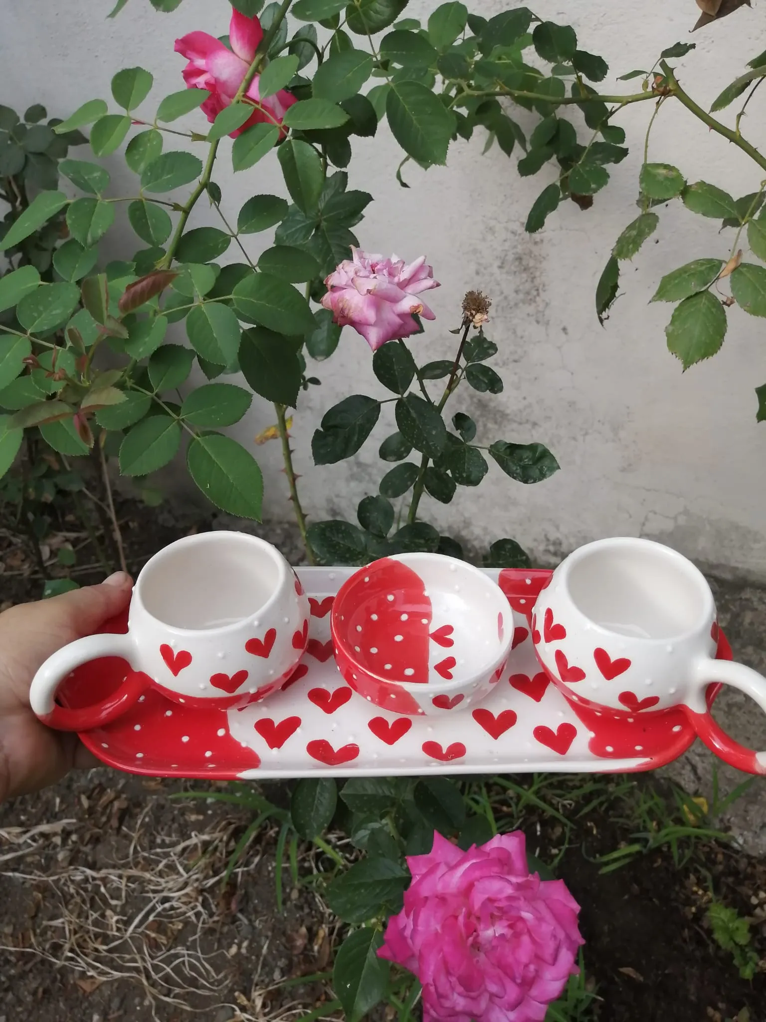 Ceramic Cup Set Filled with Love and Hearts