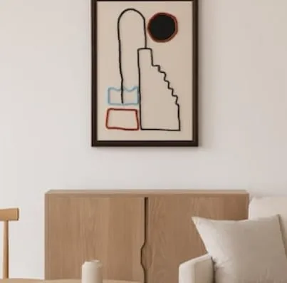 Modern Soyut Dikey Tablo – Çizgisel Minimal Duvar Sanatı | El Yapımı 