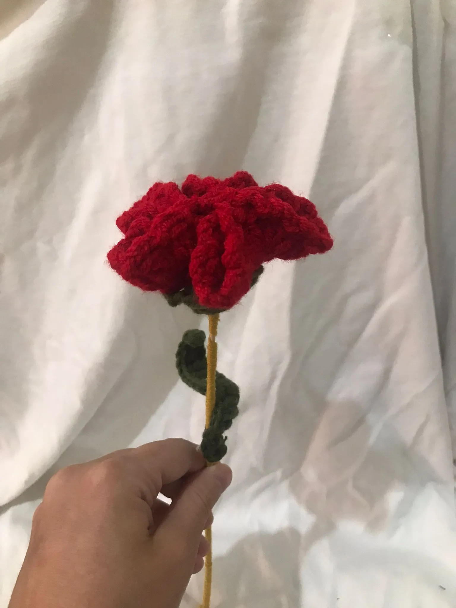 Title: Crochet Red Carnation – Handmade Decorative Flower