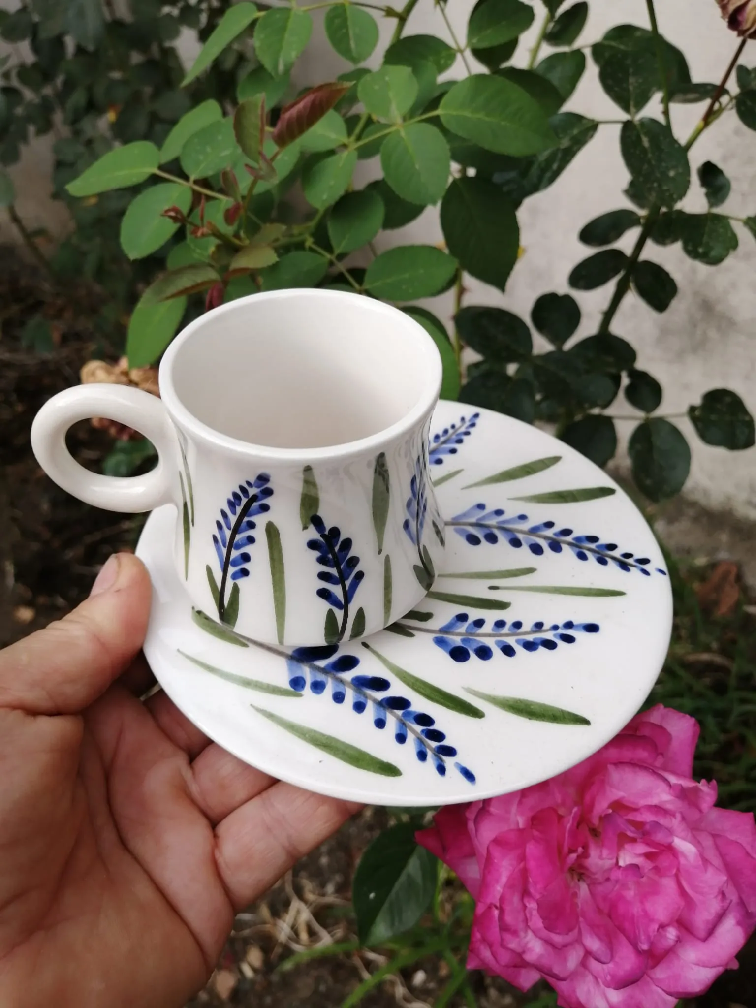 Lavender Garden: Hand-Painted Mug Set