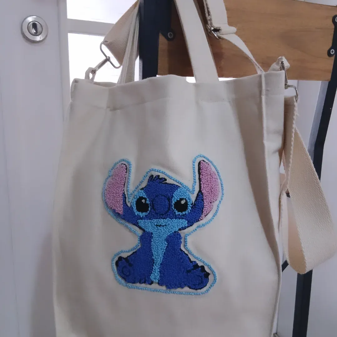 Punch Nakışlı Stitch Figürlü Bez Çanta